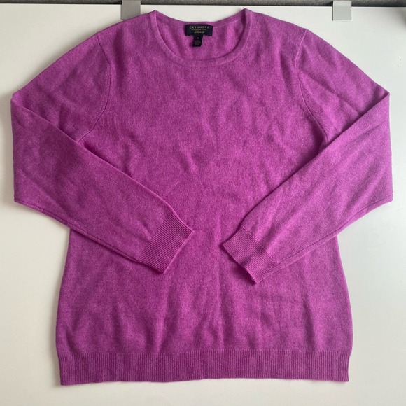 Charter Club 100% Cashmere Sweater Women's XL Purple Luxury Crew Neck Soft - Picture 1 of 10
